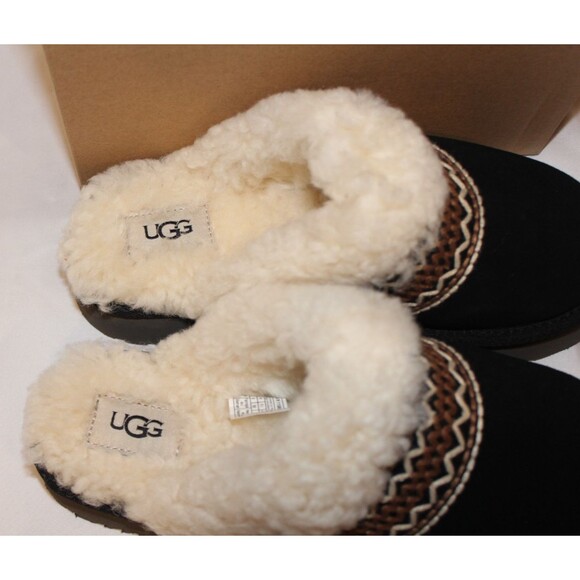 UGG DISQUETTE ATHERSON SUEDE COMFORT WOMEN'S SLIPPERS SIZE US 8 NIB BLACK - Picture 4 of 7